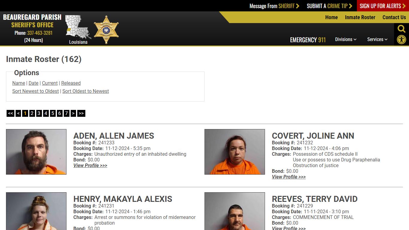 Inmate Roster (157) - Beauregard Parish Sheriff