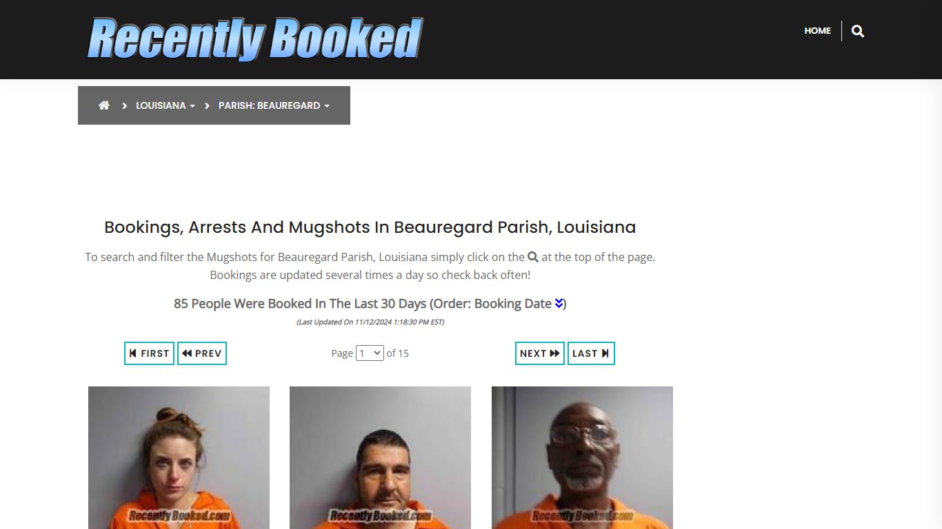 Bookings, Arrests and Mugshots in Beauregard Parish, Louisiana