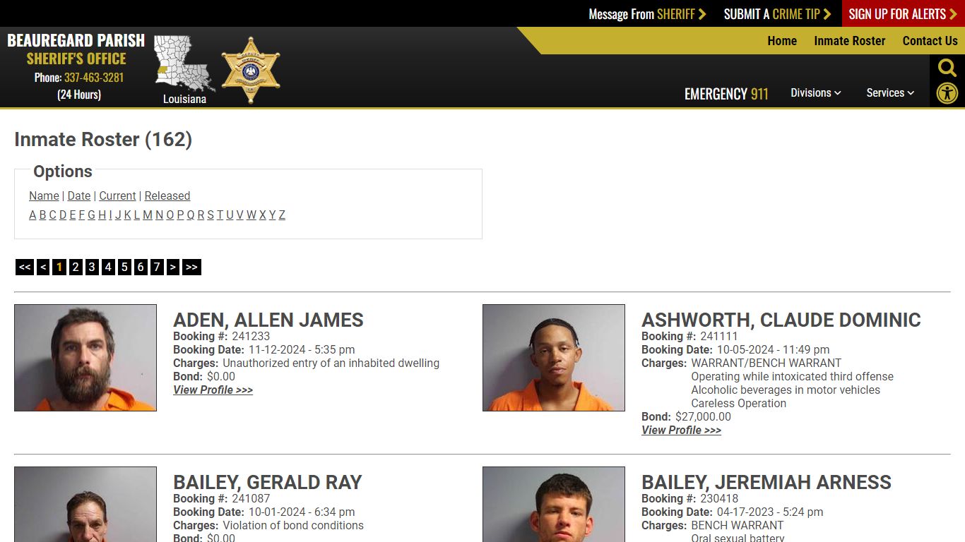 Inmate Roster - Beauregard Parish Sheriff's Office