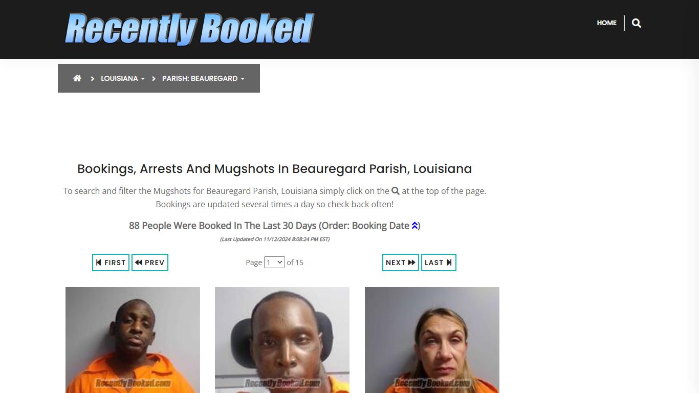 Bookings, Arrests and Mugshots in Beauregard Parish, Louisiana